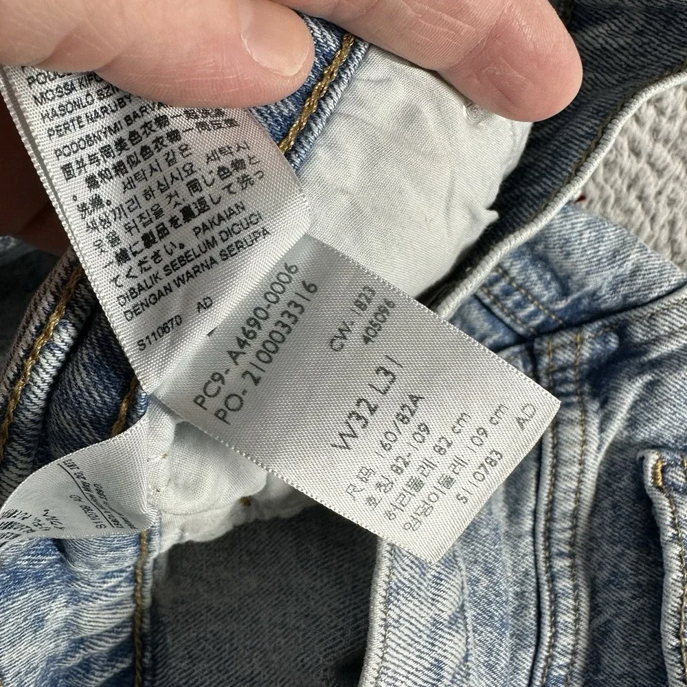 Levi's Jeans Middy Straight 32x30 Acid Wash Stretch Retro‎ Light Wash